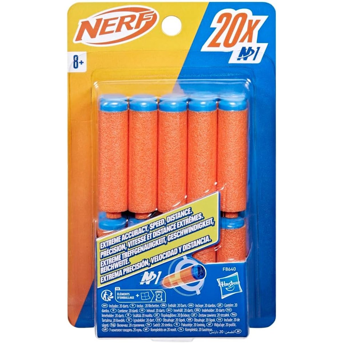 Nerf N Series 20 fléchettes N1 orange et bleu, HASBRO