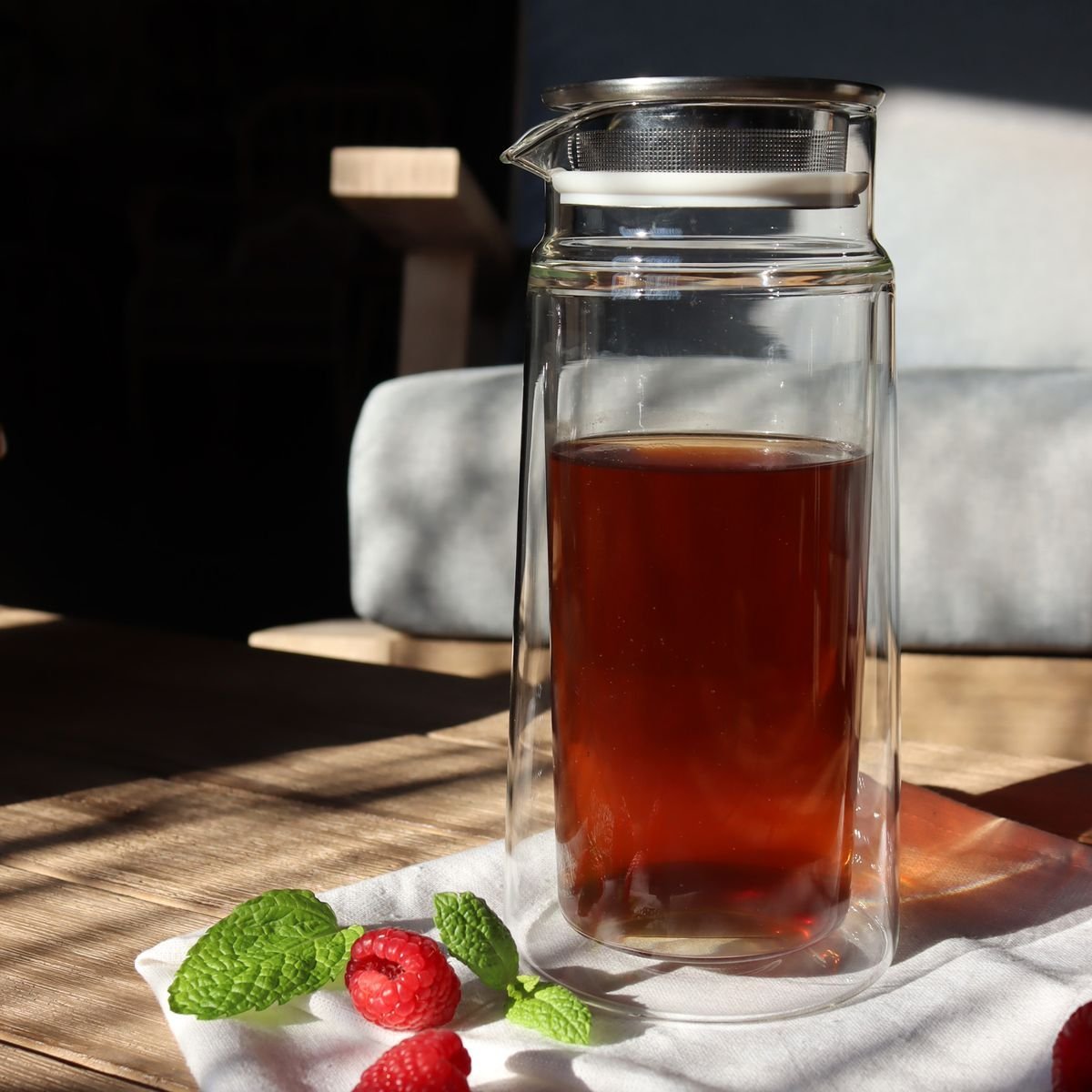 Carafe infuseur double paroi en verre 650ml, VIKTOR inox-transparent, OGO LIVING