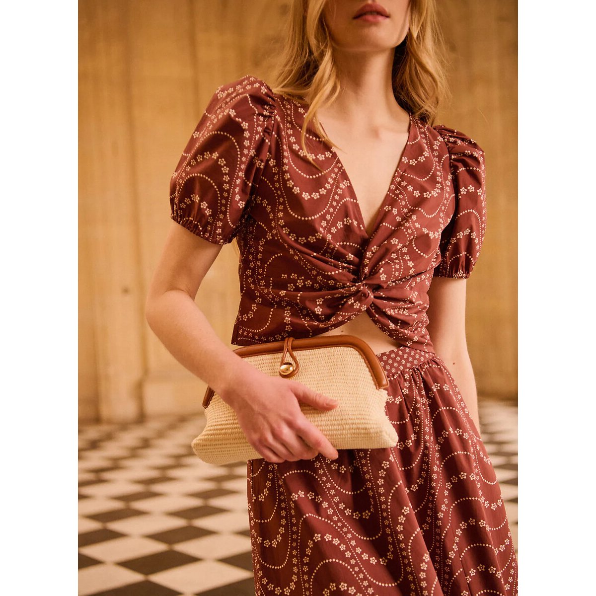 Sac pochette en raphia, SUMMER ecru, PETITE MENDIGOTE