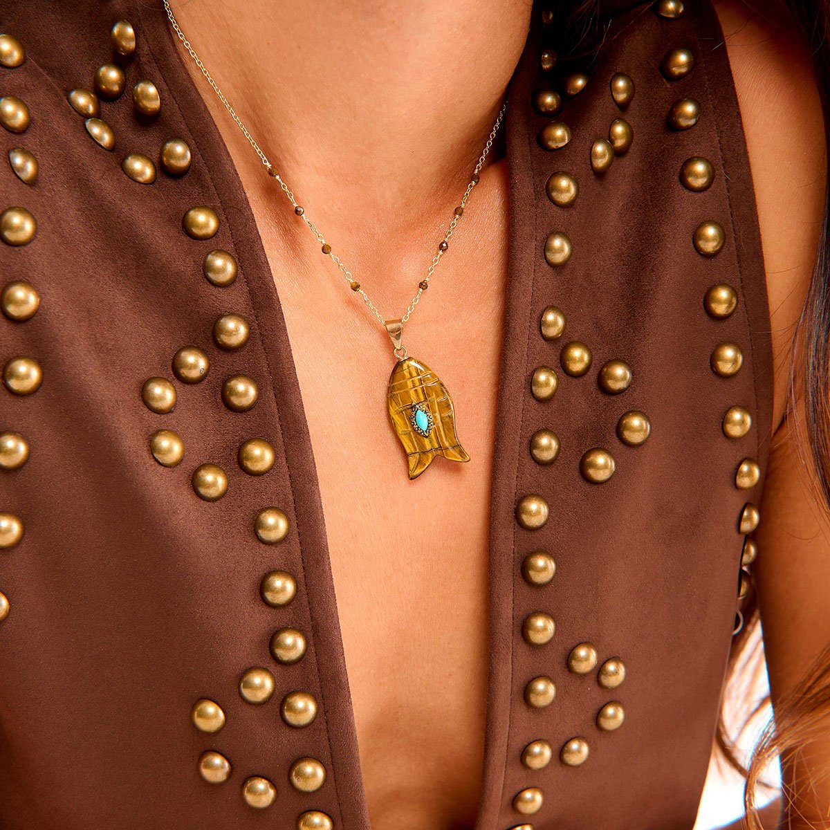 Collier chaîne avec charm ROSARIA ambre, HIPANEMA