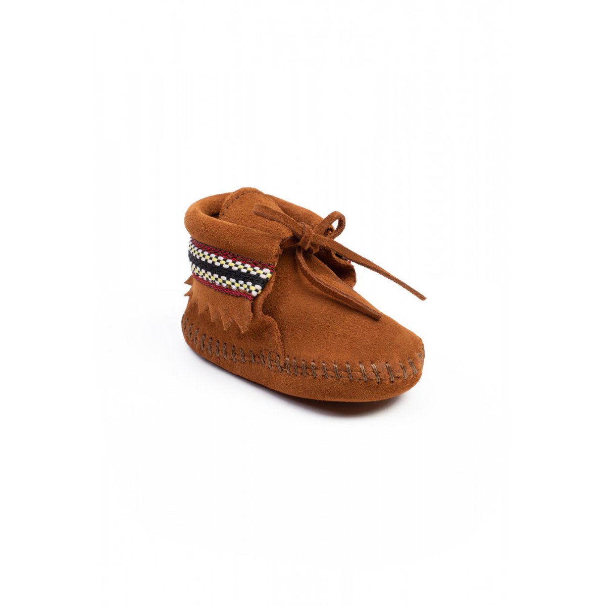 Chaussons souples en cuir suede BRAID marron, MINNETONKA