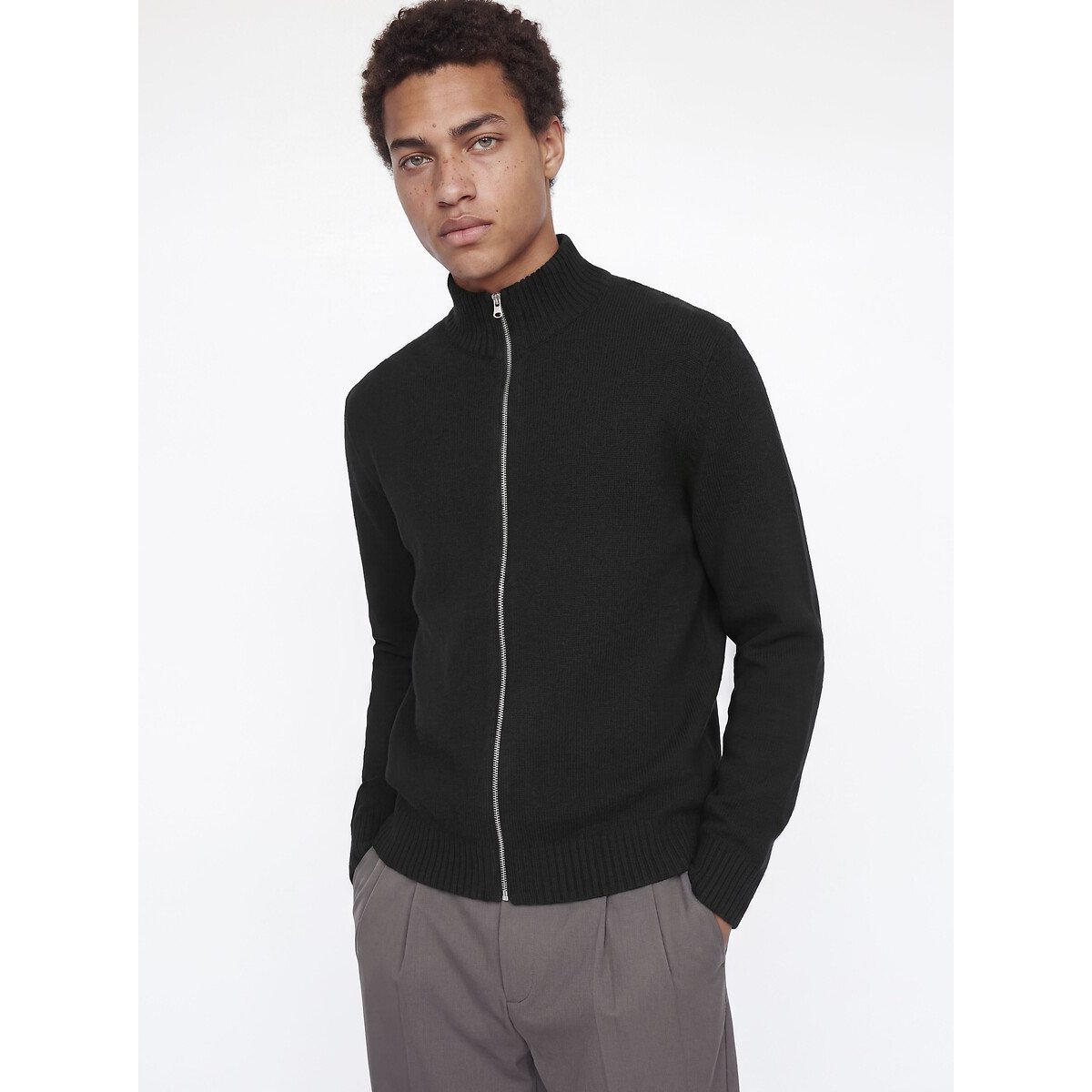 Giacca collo alto e chiusura a zip nero , JACK & JONES