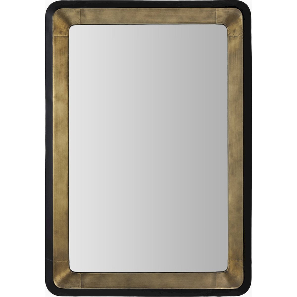 Miroir mural rectangulaire en métal et bois doré noir effet métal bois, RECOLLECTION