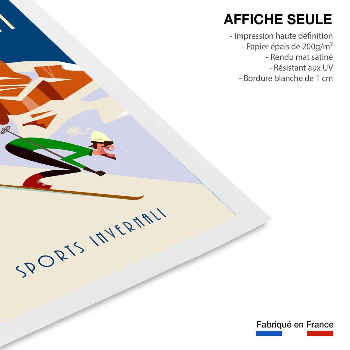Poster ski et dolomites affiche seule, HEXOA