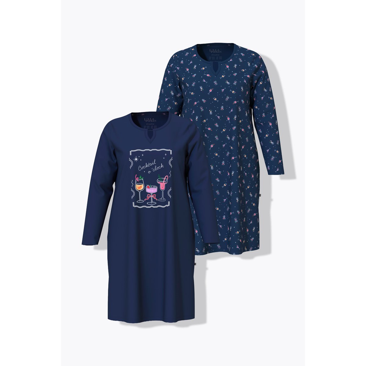 Lot de 2 chemises de nuit / grands T-shirts bleu nuit, ULLA POPKEN