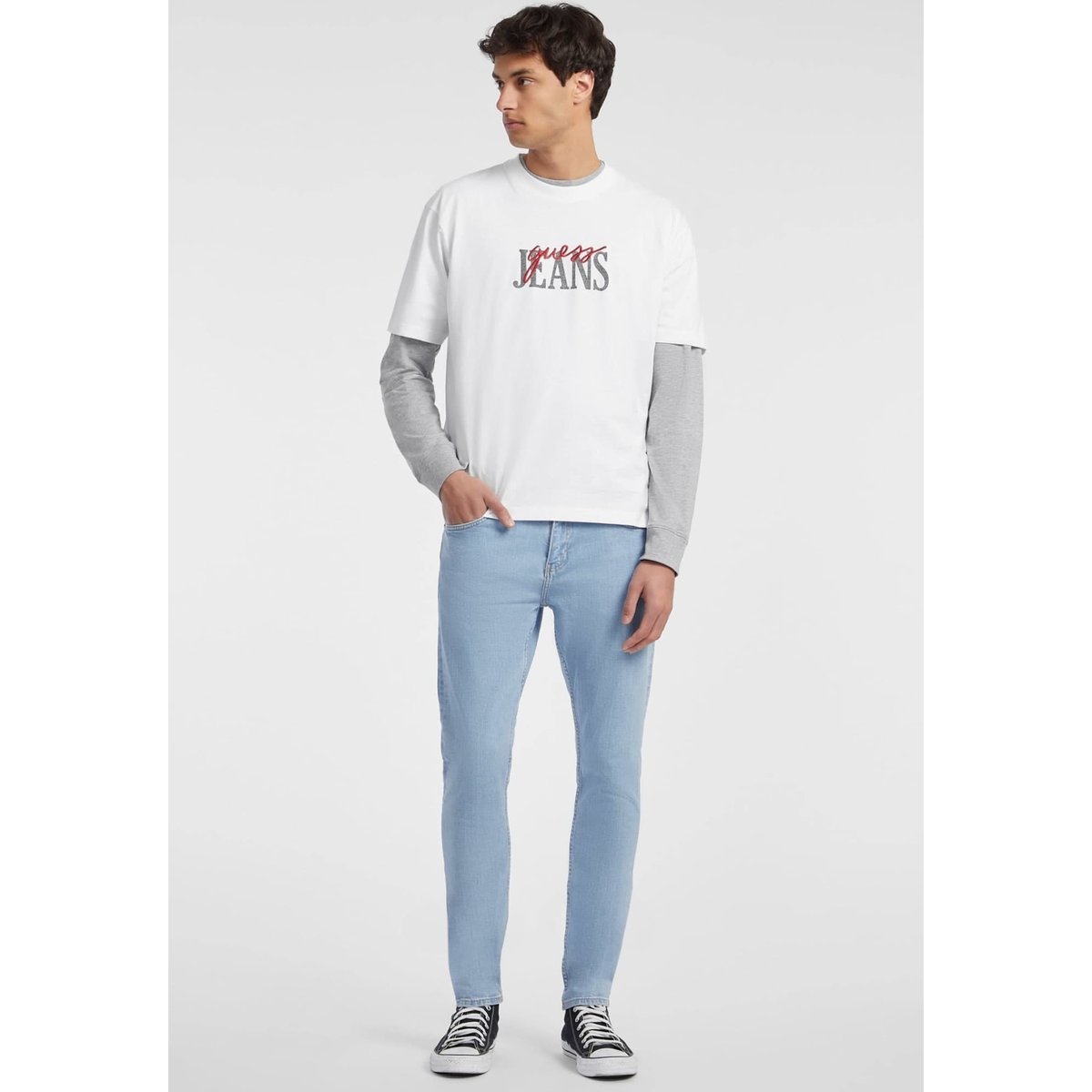 T-Shirt Logo Mixé blanc, GUESS