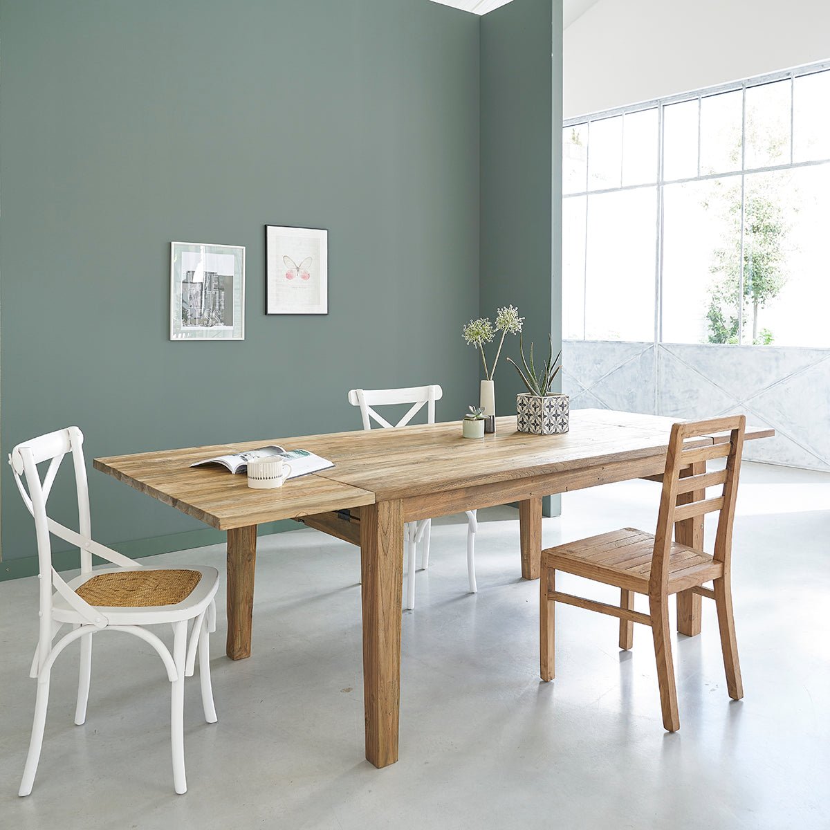 Table extensible en teck recyclé 12 pers. CARGO naturel, BERAH GETAH