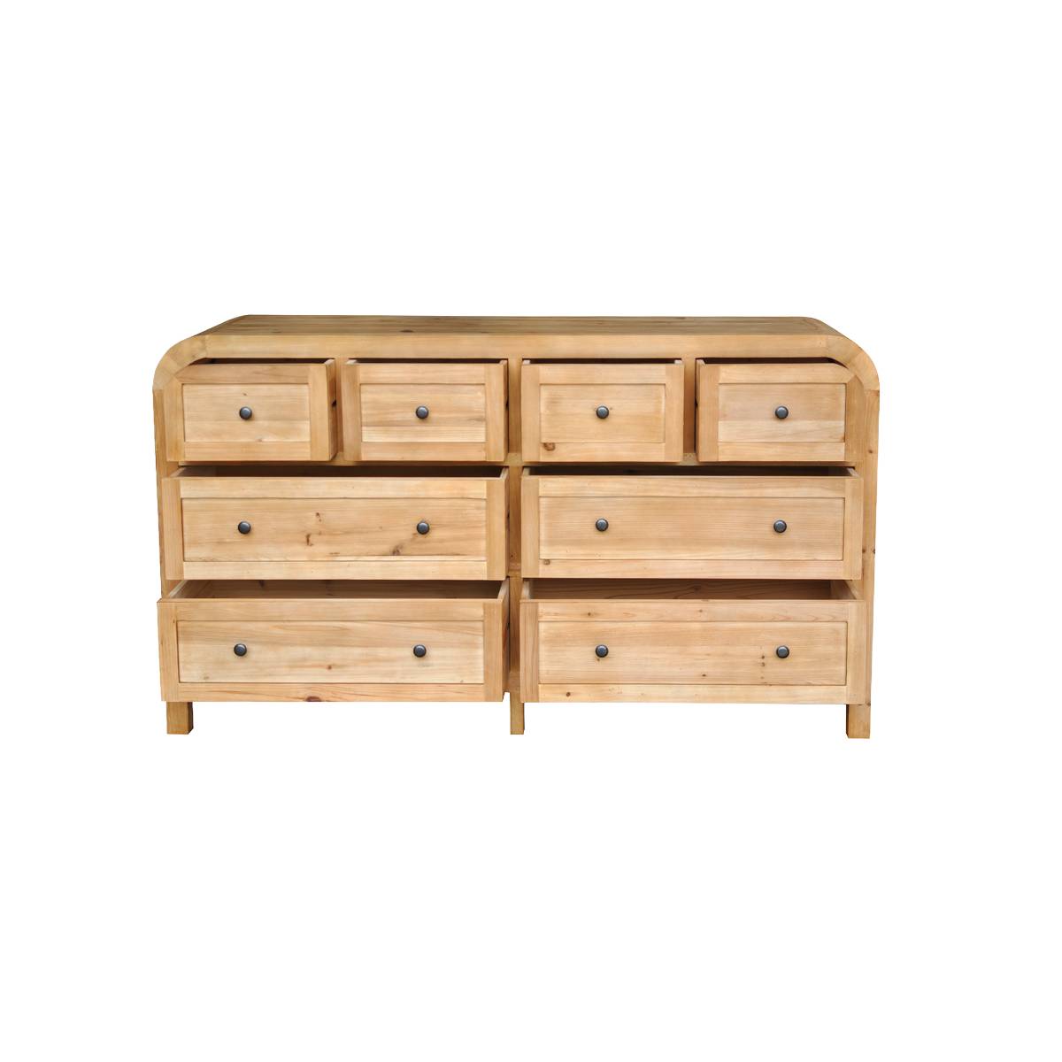 Commode 8 tiroirs en bois recyclé SIGRID bois clair, MADE IN MEUBLES