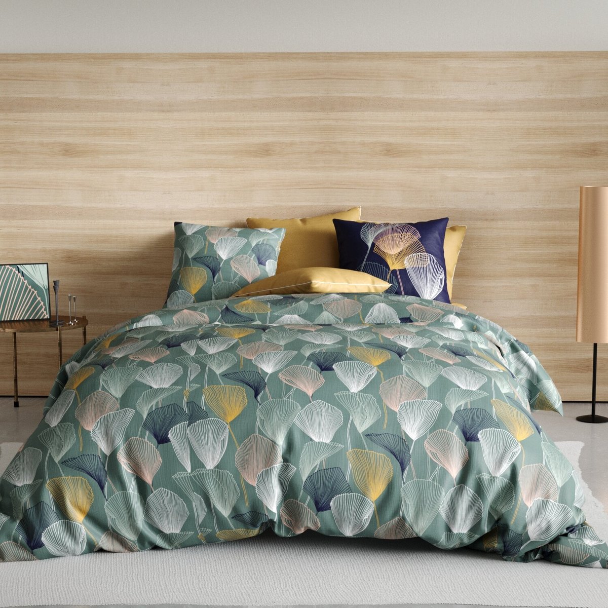 Parure housse de couette 100% coton 57fils -cottey vert, ATELIER DU COTON