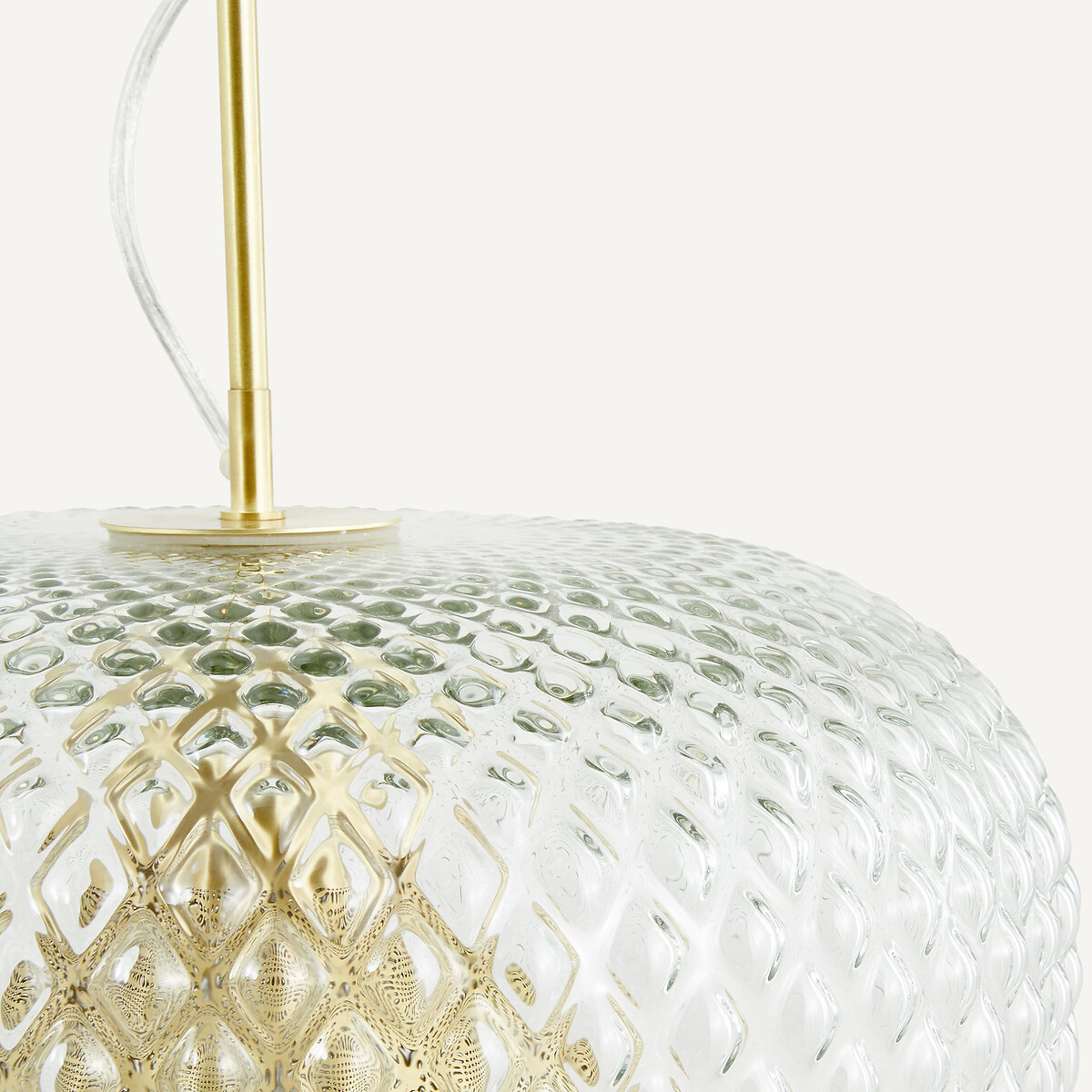 Suspension simple diamètre 40 cm, laiton et verre ciselé, MISTINGUETT laiton, EMMANUEL GALLINA X AM.PM