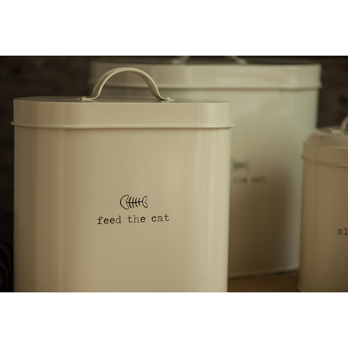 Adore Pets Bin With Spoon, 2.8 Ltr Cat Food Storage - Cream cream, SO'HOME