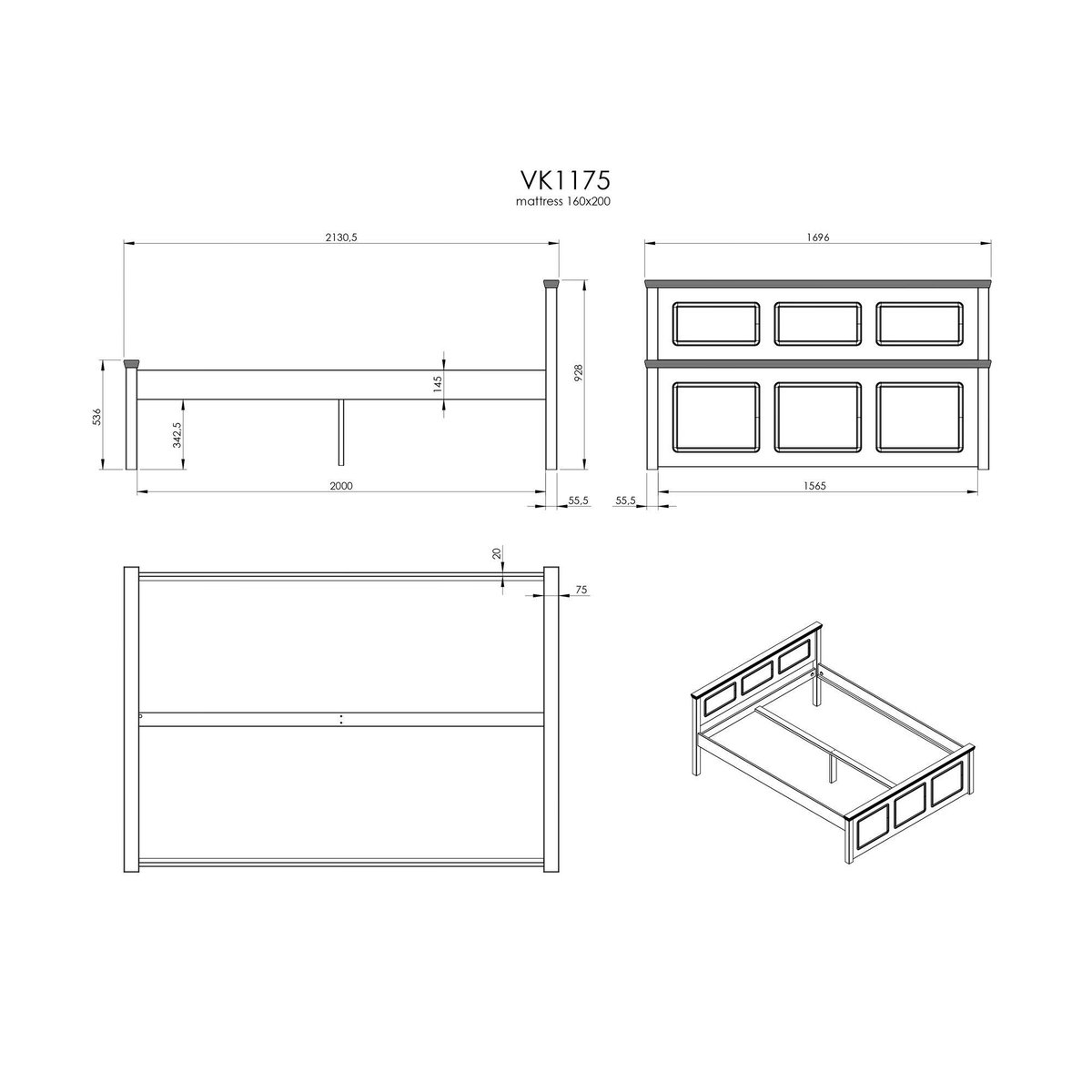 Lit rangement bois massif - THILIA blanc, CAMIF