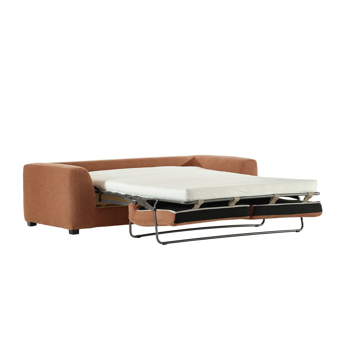Canapé convertible 3 places en tissu effet lin EDMOND terracotta, BERAH GETAH