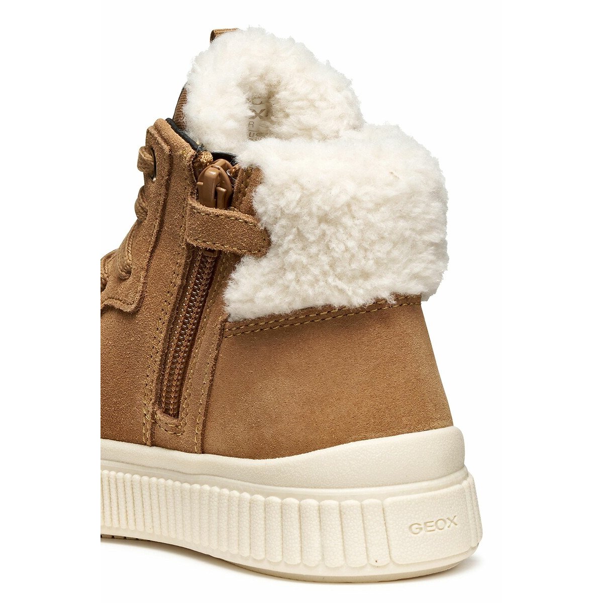 Kids Laquinny High Top Trainers with Faux Fur Lining brown, GEOX