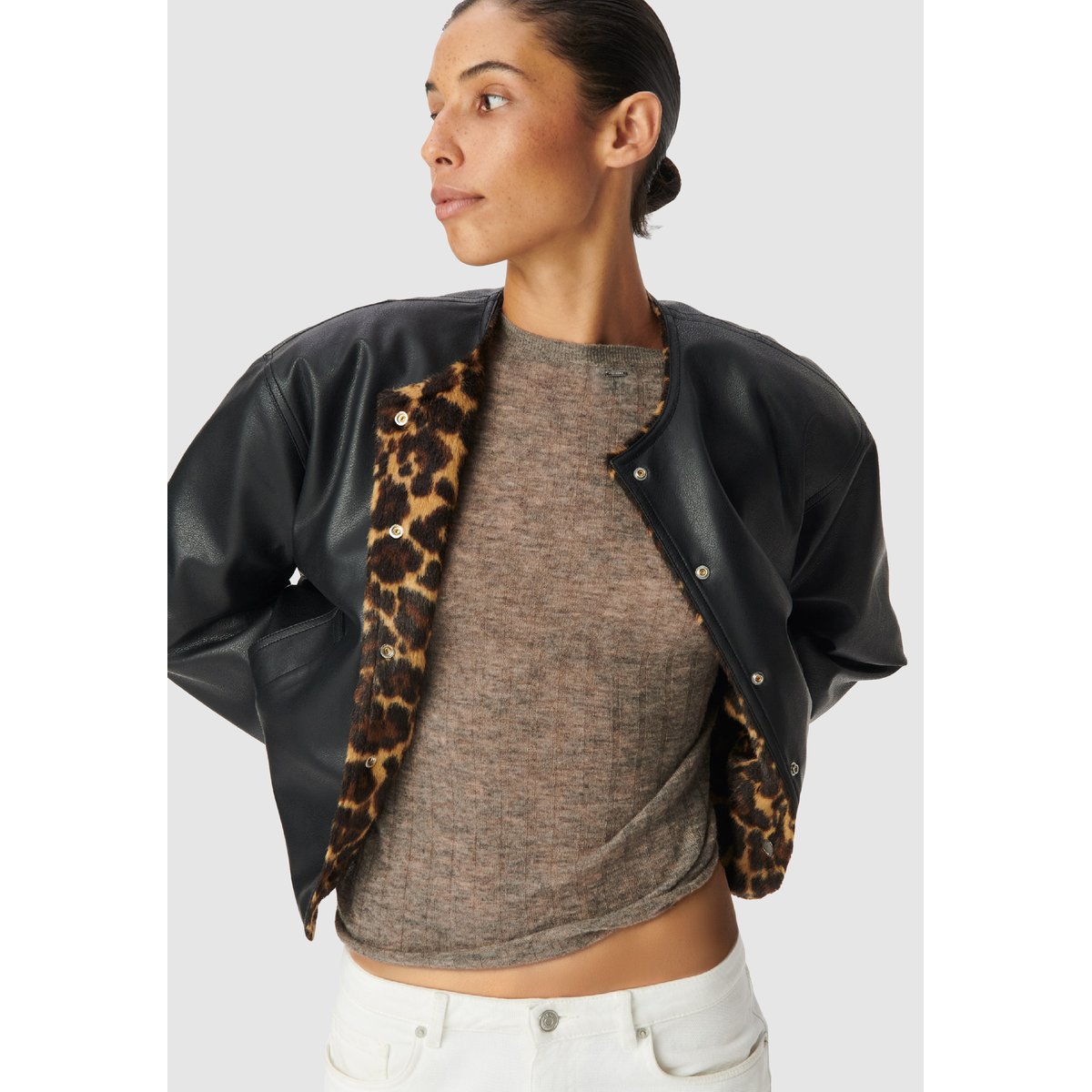 Veste motif léopard réversible noir, IKKS