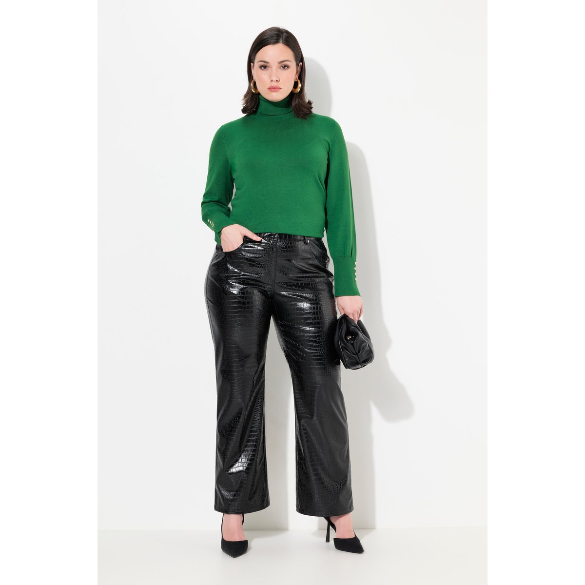 Pantalon large en similicuir Mary noir, ULLA POPKEN