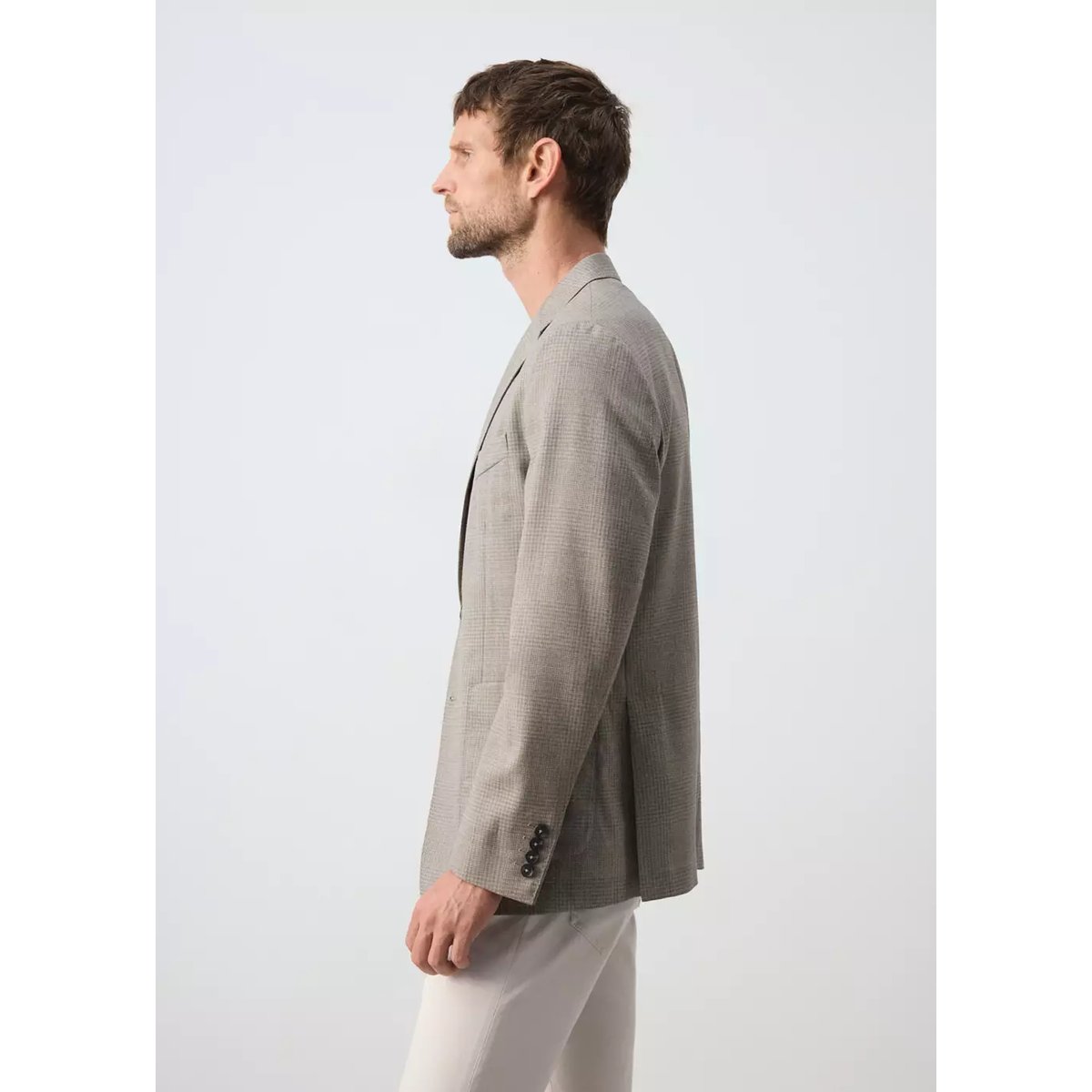 Veste costume laine slim-fit carreaux beige, MANGO MAN