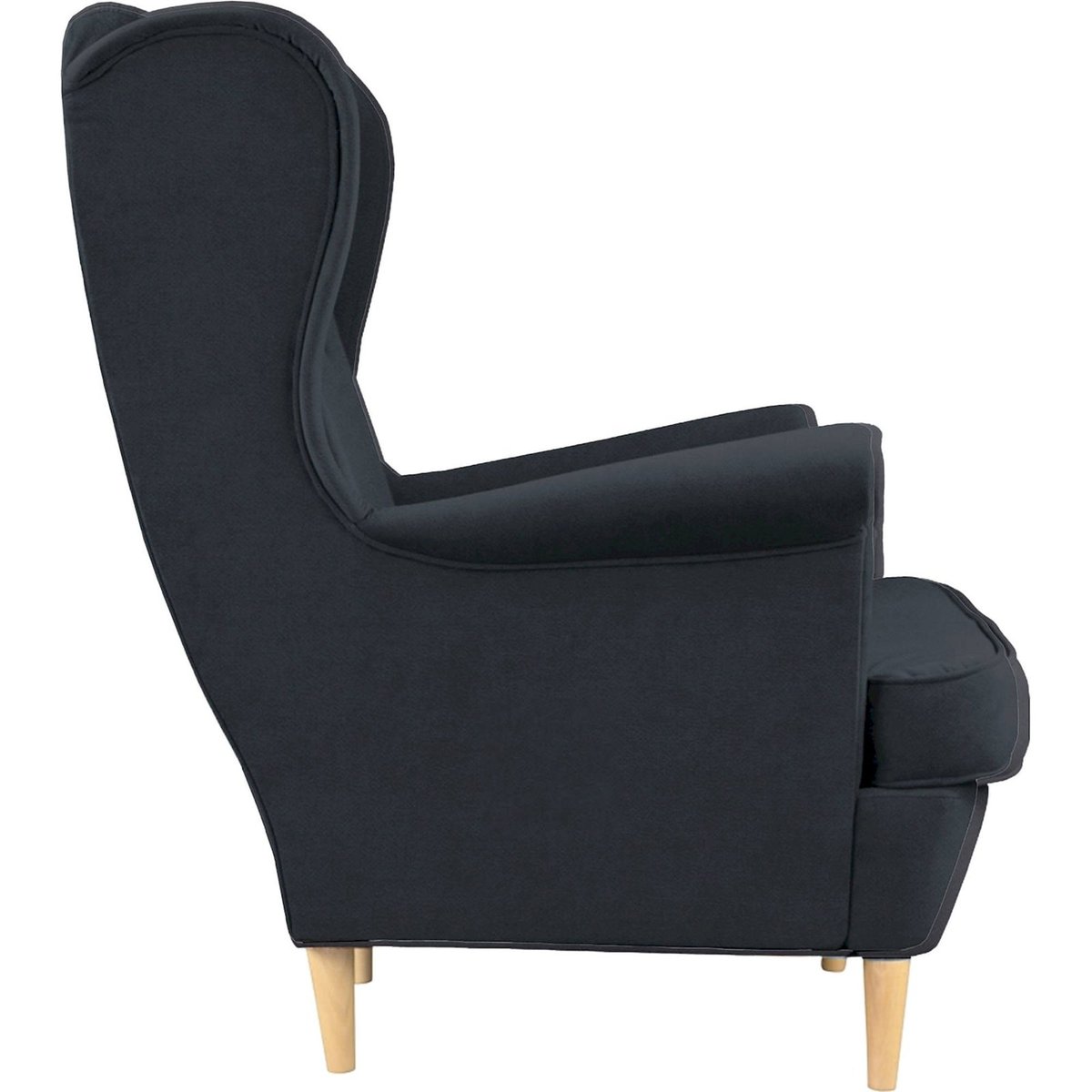 Fauteuil bergère capitonné collection MALMO bleu nuit cloud, RECOLLECTION