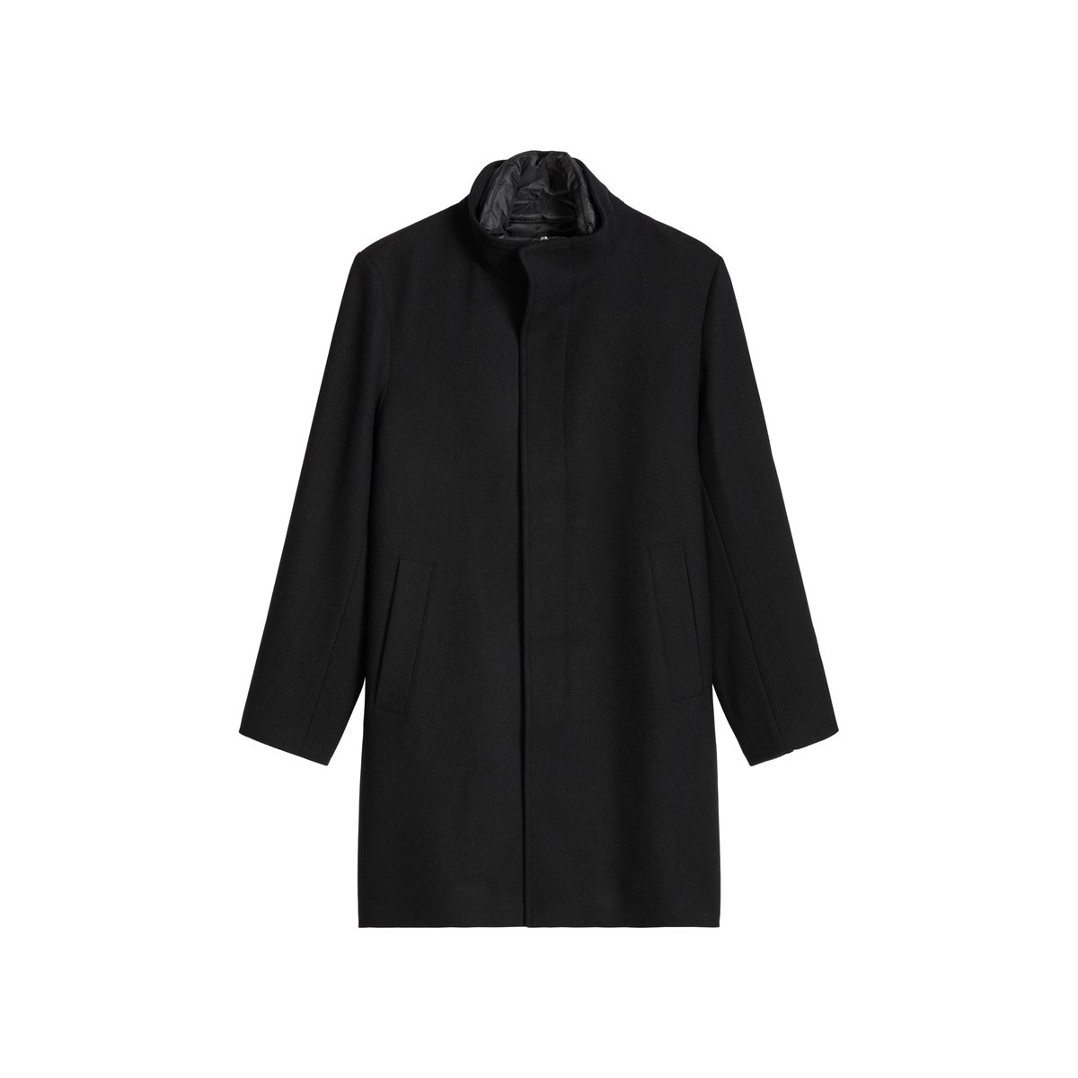 Manteau en laine à col montant, coupe regular avec pare-brise amovible noir, MARC O'POLO