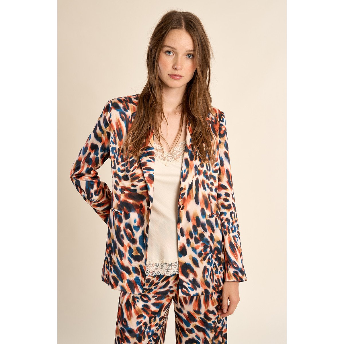 Blazer droit, imprimé orange romy, MOLLY BRACKEN