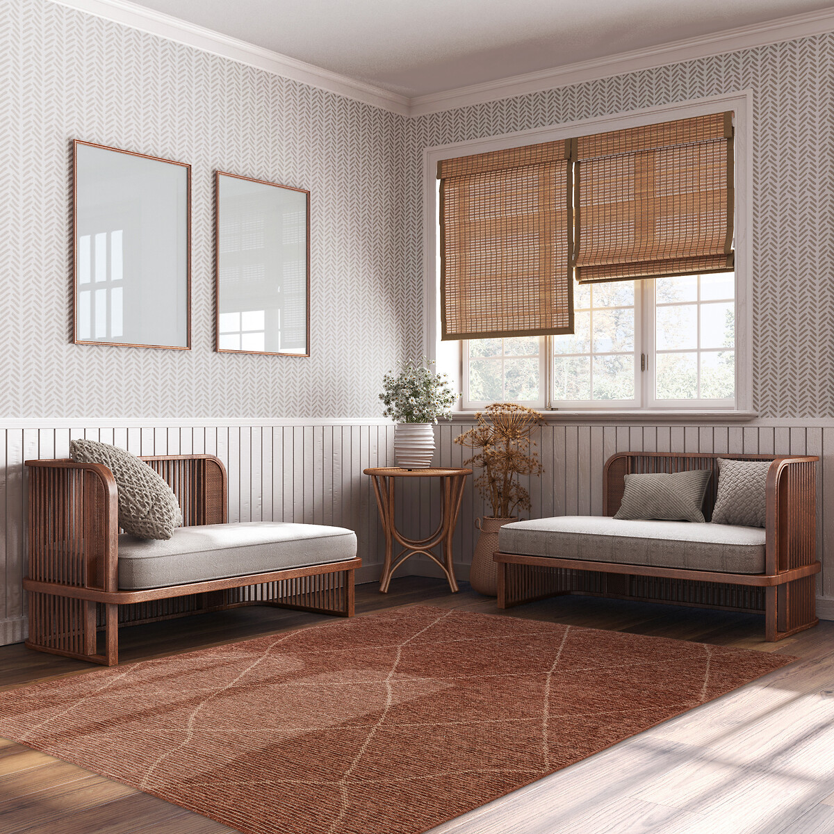 Neutral Jute Mix Patterned Flatweave Rug terracotta, ÉDITÉ