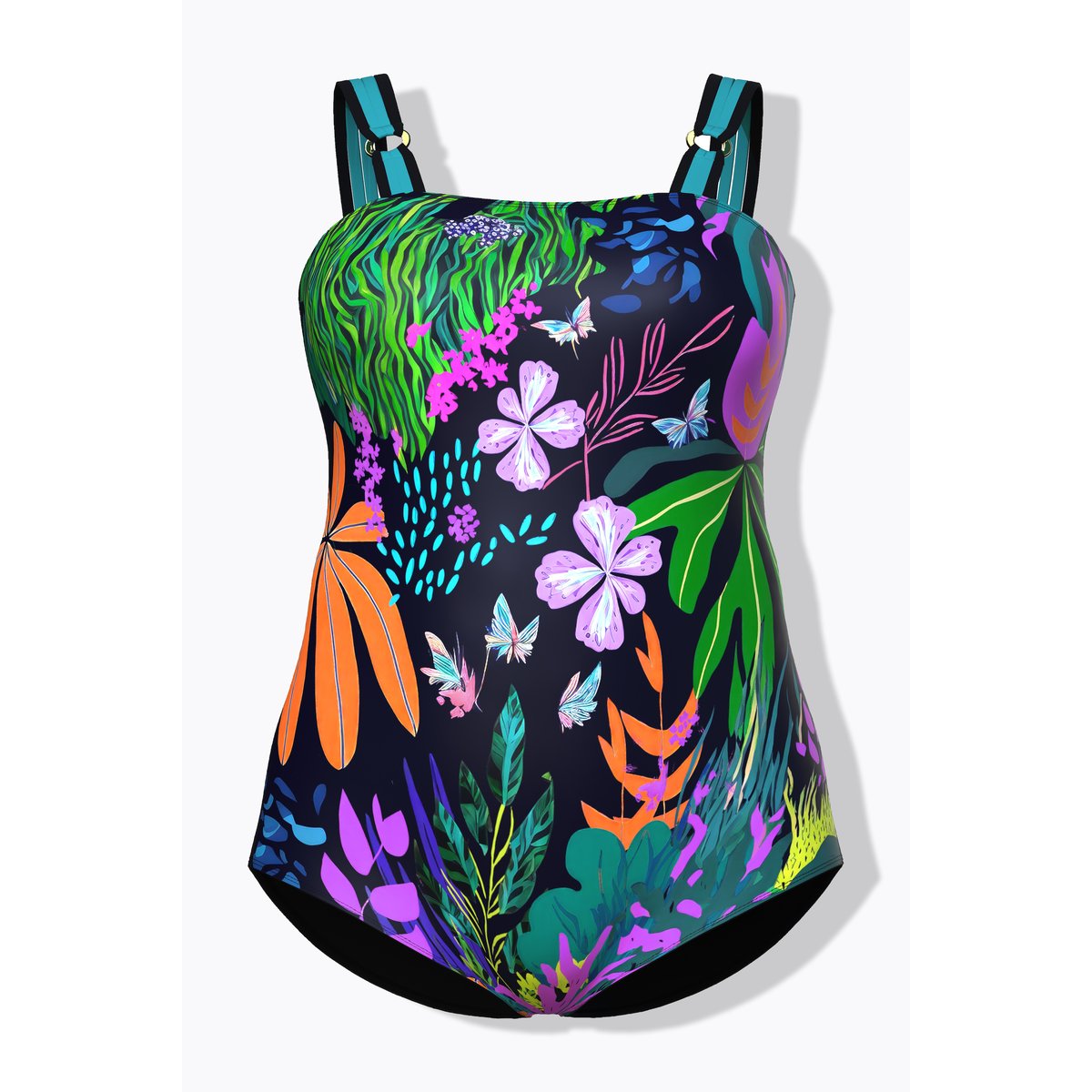 Maillot de bain, motif à fleurs noir, ULLA POPKEN