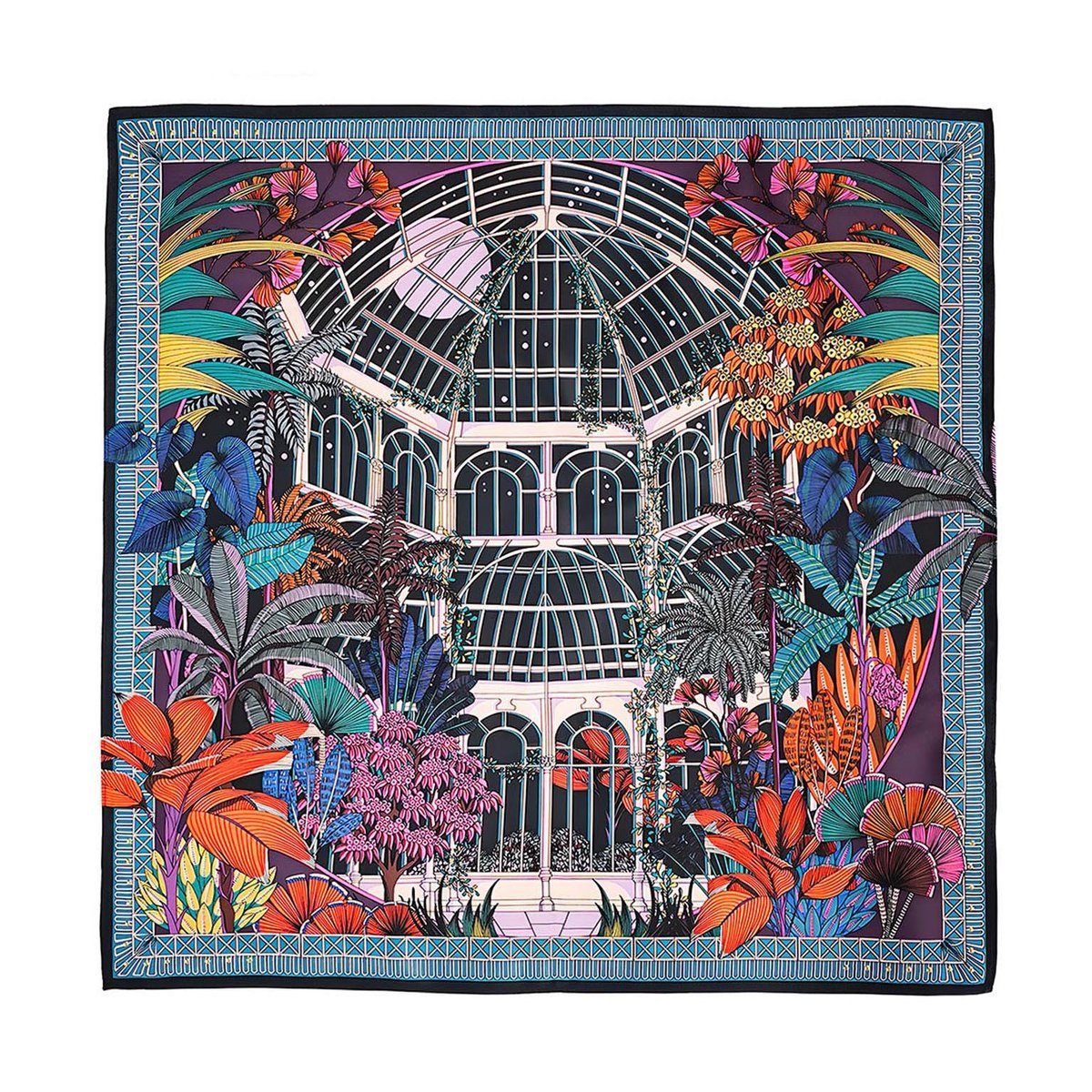 Mini Foulard à motifs JARDIN D'HIVER noir, WILD