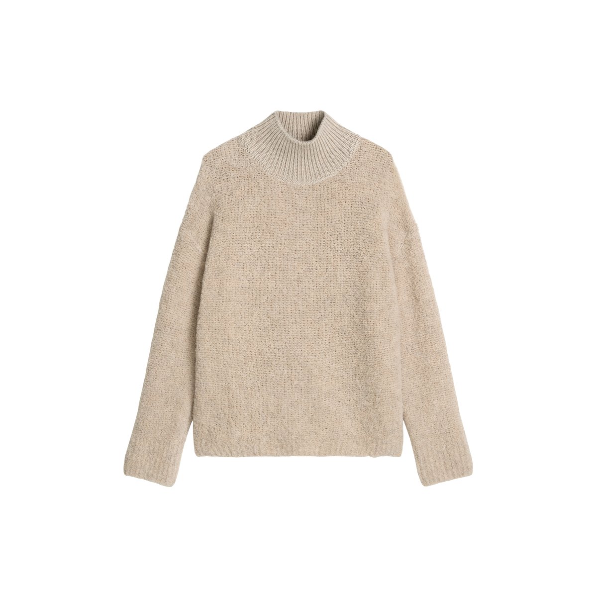 Pull bouclette regular en mélange de laine vierge et de laine d'alpaga gris clair, MARC O'POLO