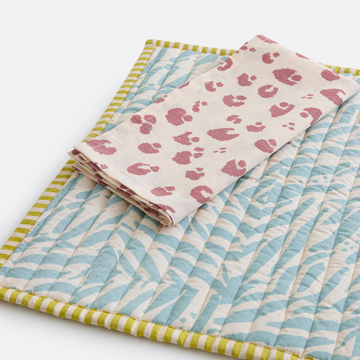 Lot de 2 sets de table réversibles, en voile de coton, LEAN imprimé, LA REDOUTE INTERIEURS