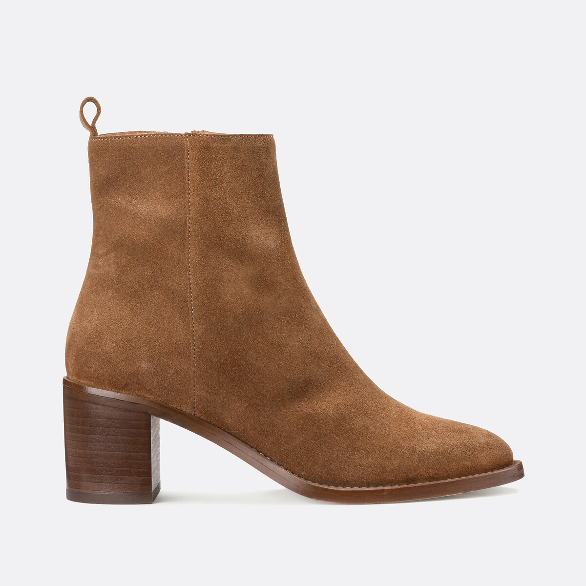 Boots à talon en cuir suédé, Signature FAUSTINE taupe, LA REDOUTE COLLECTIONS