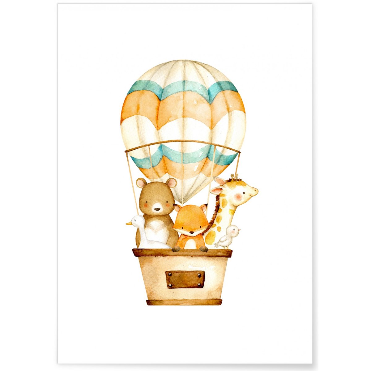 Affiche Montgolfière des Animaux blanc, L'AFFICHERIE