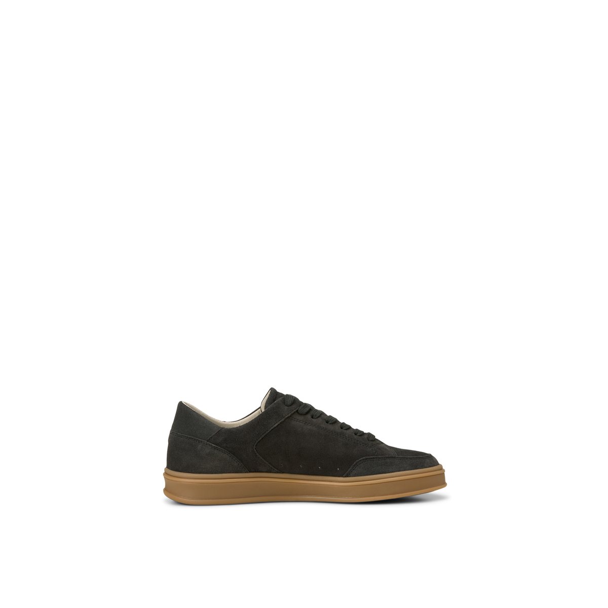 Modèle de baskets Enrique en cuir de vachette velours de grande qualité gris foncé, MARC O'POLO