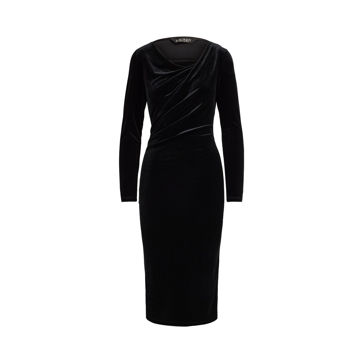 Robe manches longues, en velours noir, LAUREN RALPH LAUREN