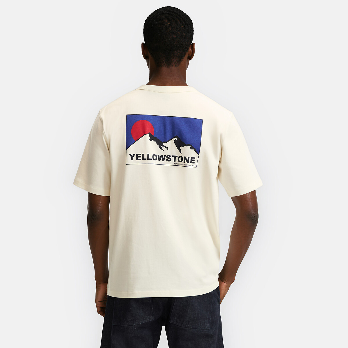 T-shirt col rond, manches courtes ecru, LA REDOUTE COLLECTIONS