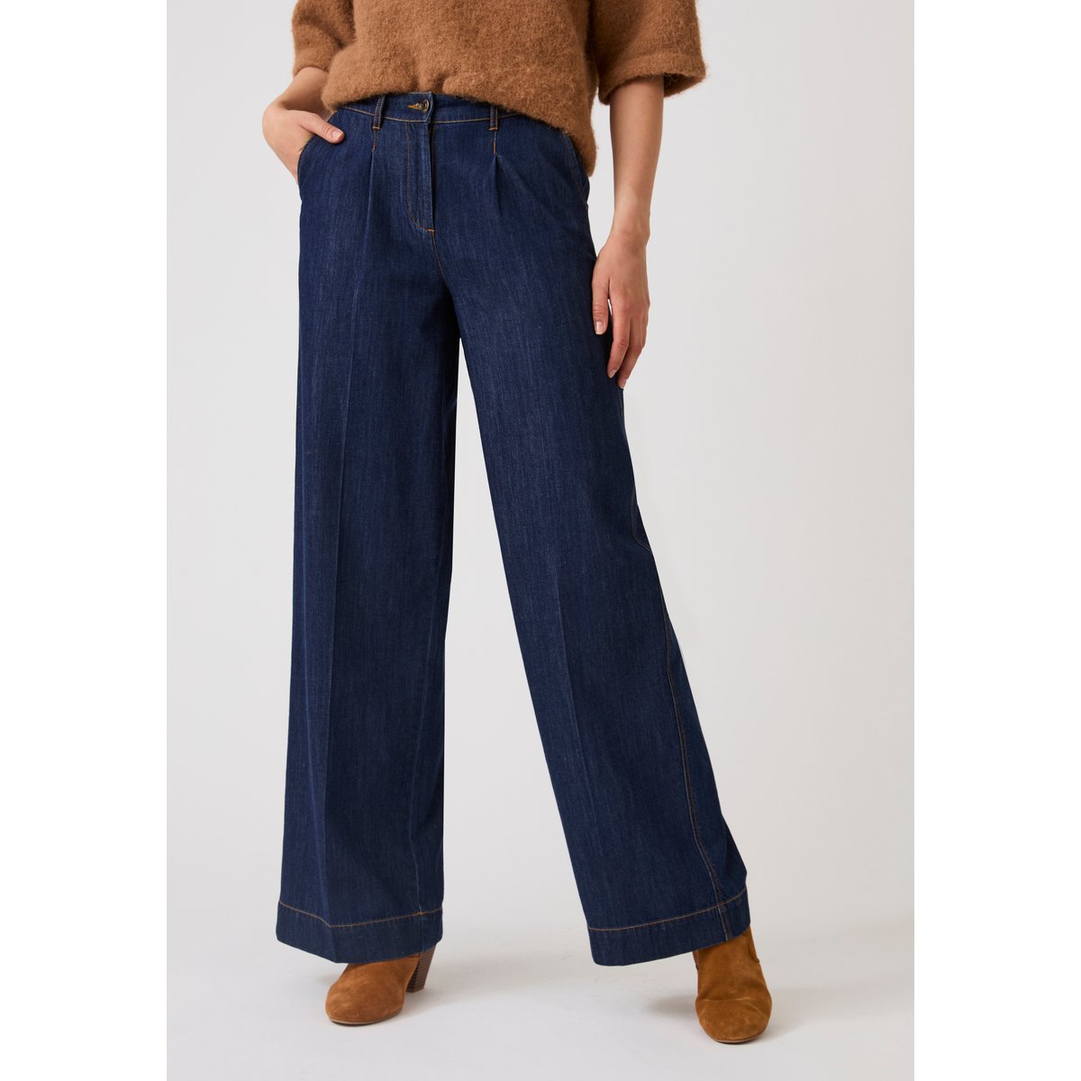 Pantalon denim ample bleu denim foncé, DAMART