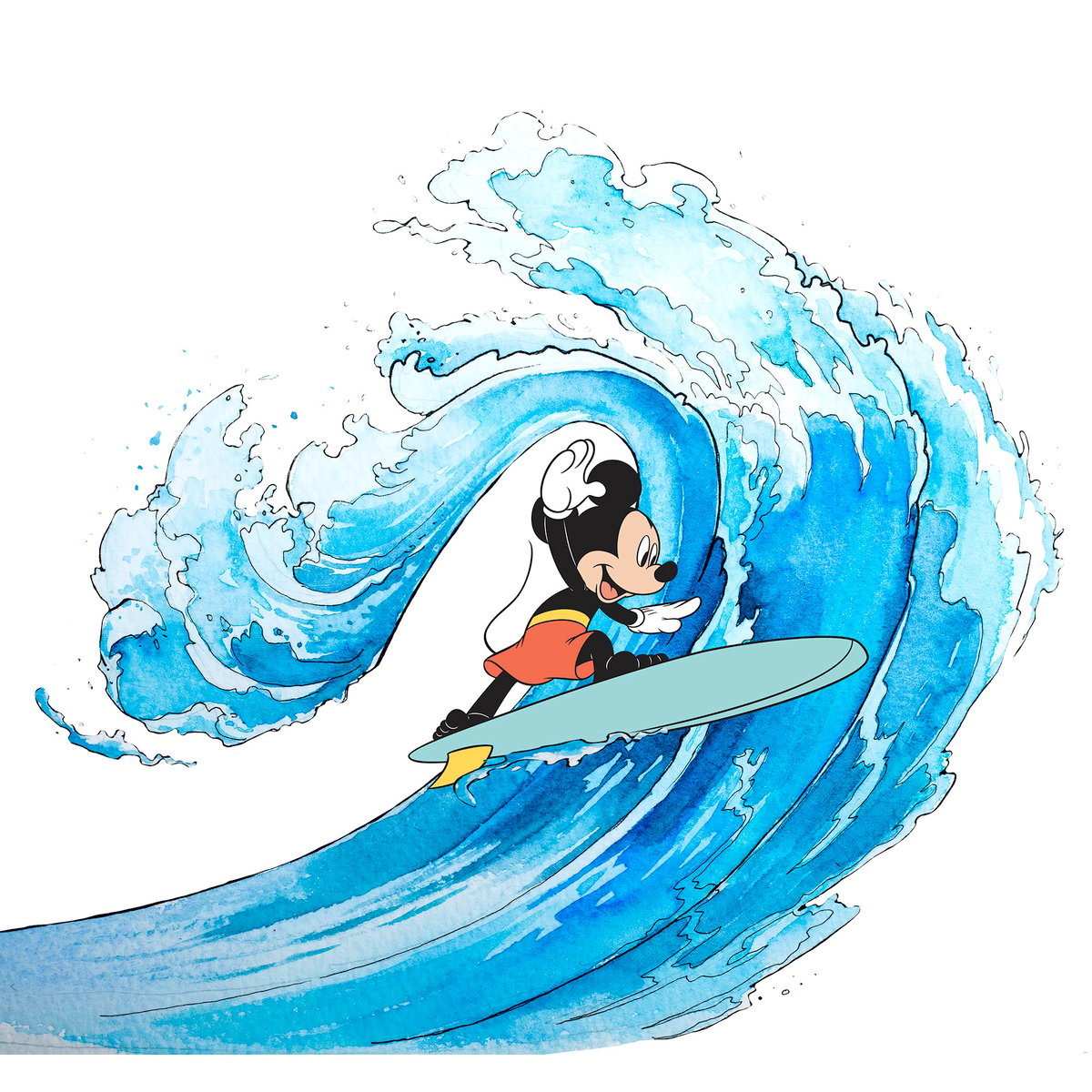 Papier peint Komar - Mickey Surfing - 300 x 280 cm bleu, HEXOA