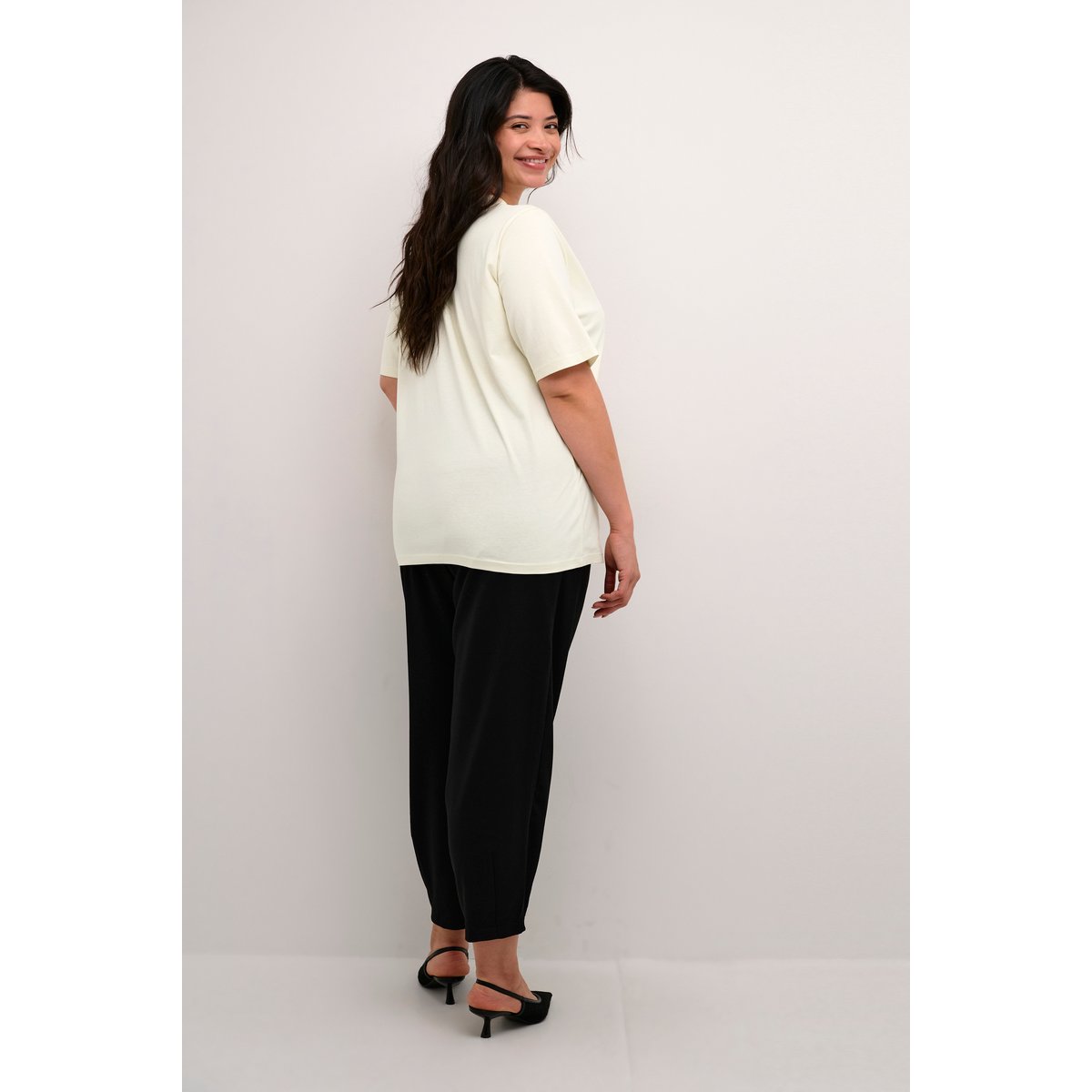T-shirt blanc motif devant turtledove, KAFFE CURVE
