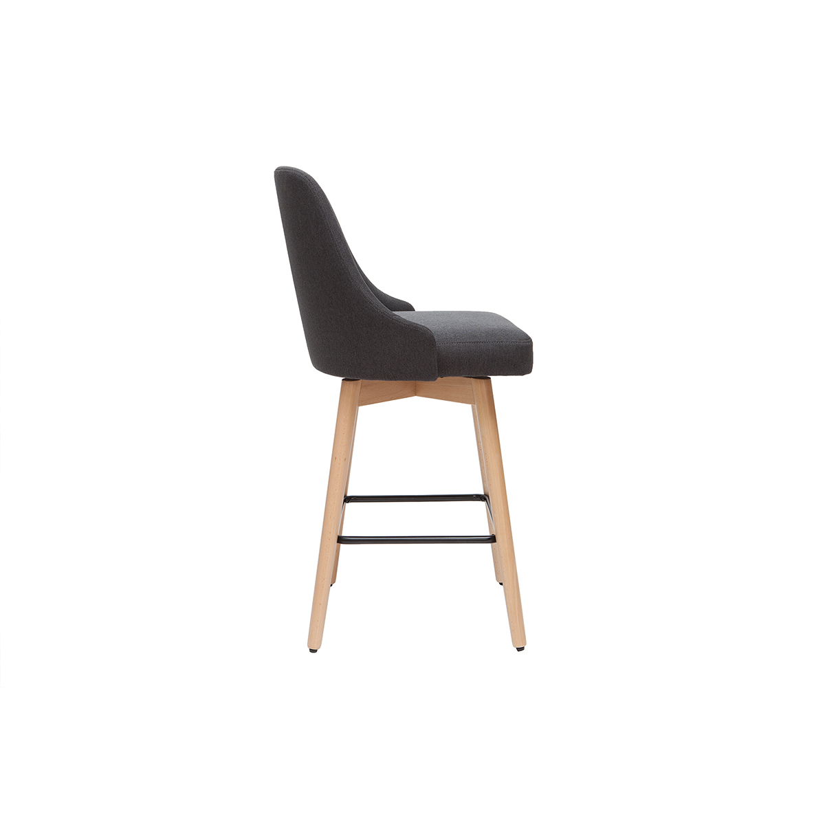 Tabourets de bar scandinaves pivotants 360° en tissu effet velours texturé terracotta et bois hêtre massif H65 cm (lot de 2) HASTA gris foncé, MILIBOO