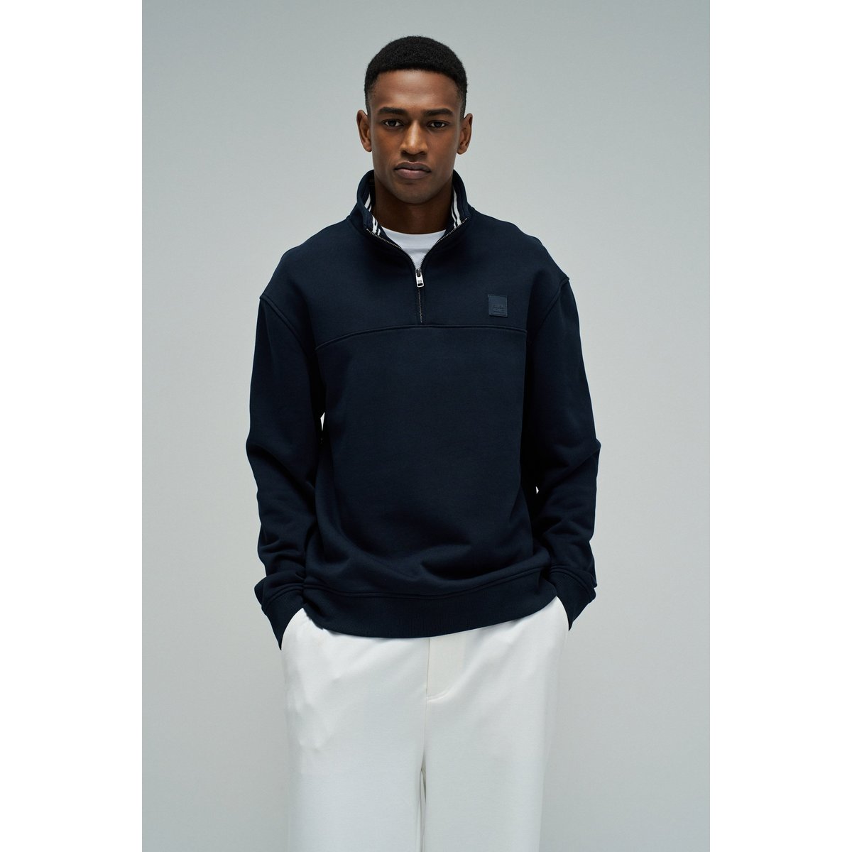 SWEATSHIRT AVEC MI-FERMETURE bleu foncé, SALSA JEANS