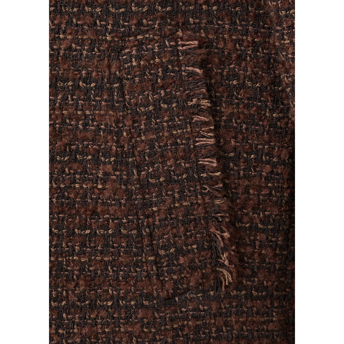 Veste tweed bords effilochés marron, MANGO