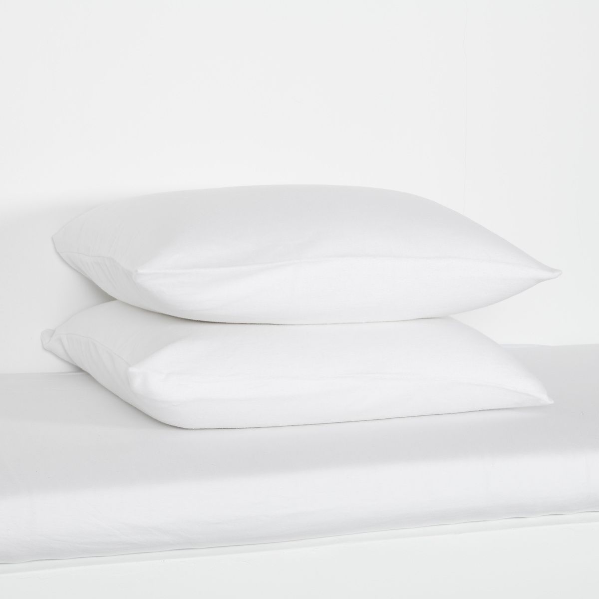 Set de 2 Sous taies d'oreiller Basique - 100% Molleton blanc, TRADITION DES VOSGES