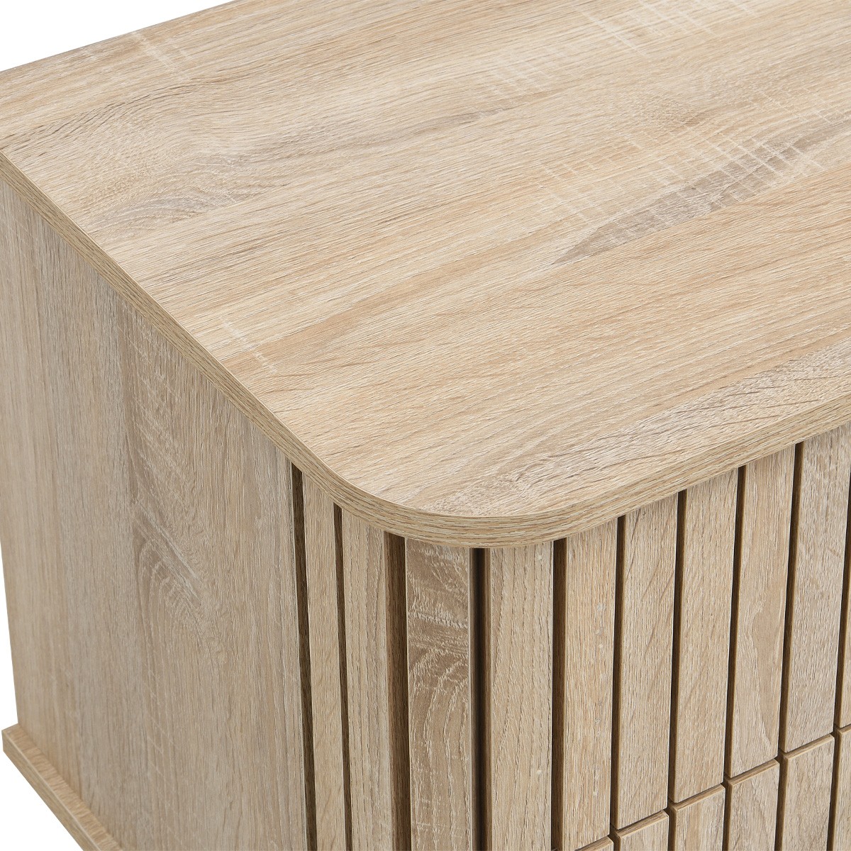 Table de chevet 2 tiroirs rainurés - SOLNA chêne, HOMIFAB