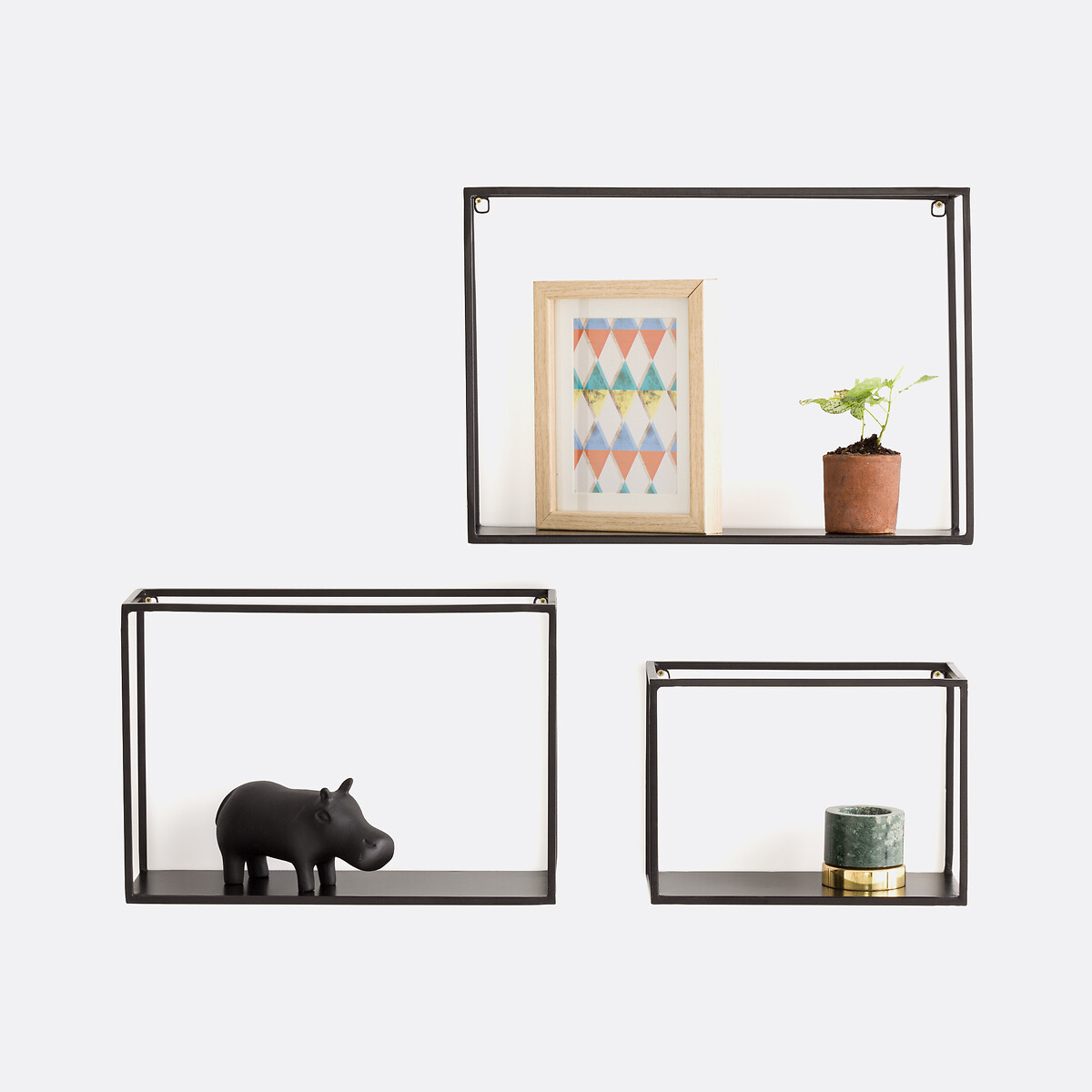 Set van 3 wandrekken in metaal en ijzer, Hiba zwart, LA REDOUTE INTERIEURS