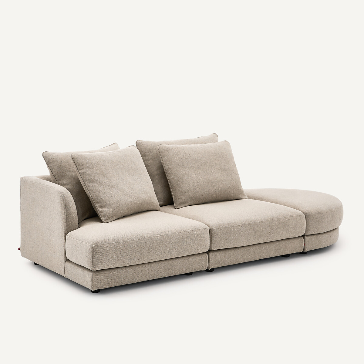 Linkes Sofa-Halbmodul, kombinierbar, aus Tweed, TIBERIO natur/hellgrau, AM.PM
