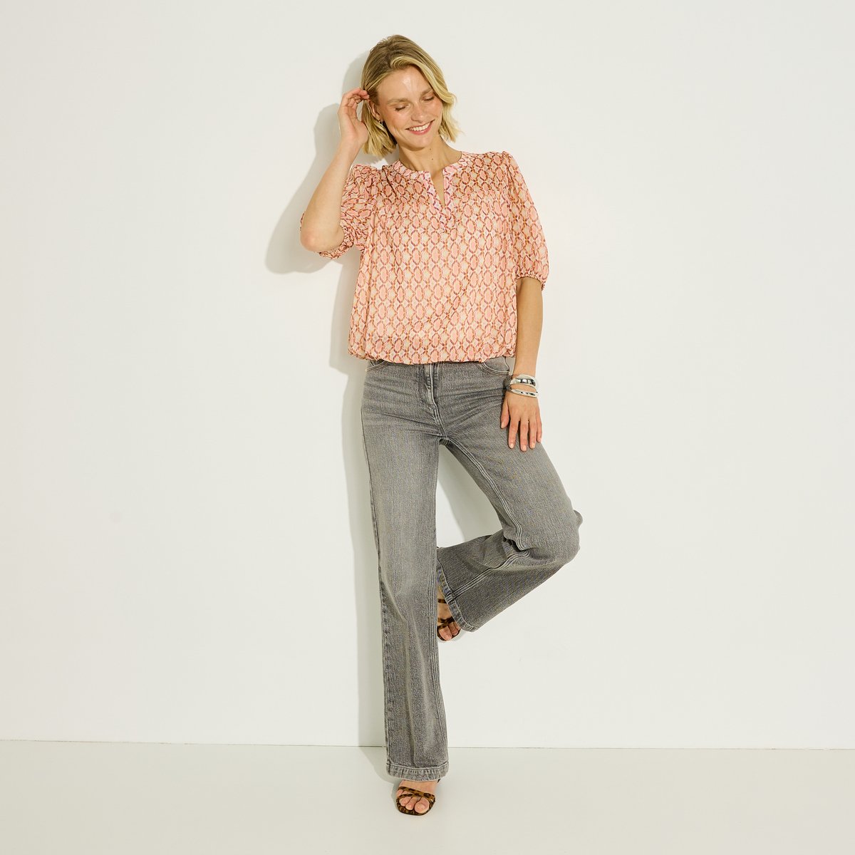 Blouse imprimée fluide rose, GRAIN DE MALICE