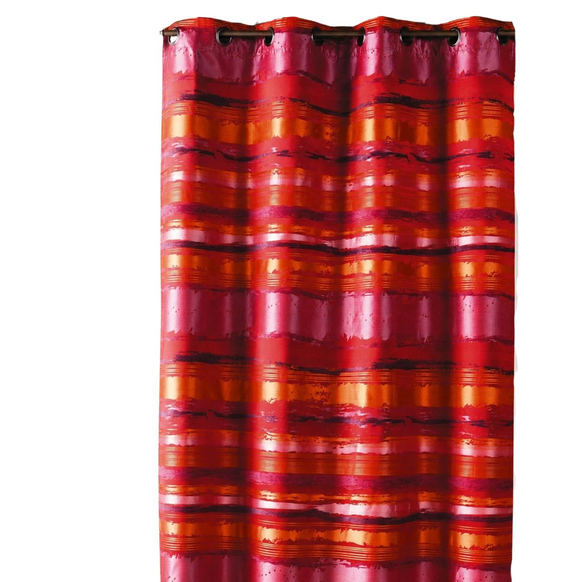 Rideau jacquard coloré rayé rouge orangé, HOME MAISON