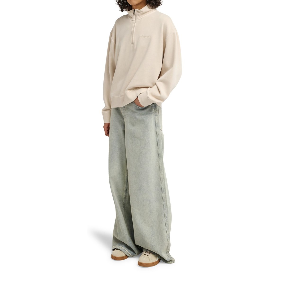 Sweat demi-zip LOWCASE beige oat milk, ELEMENT