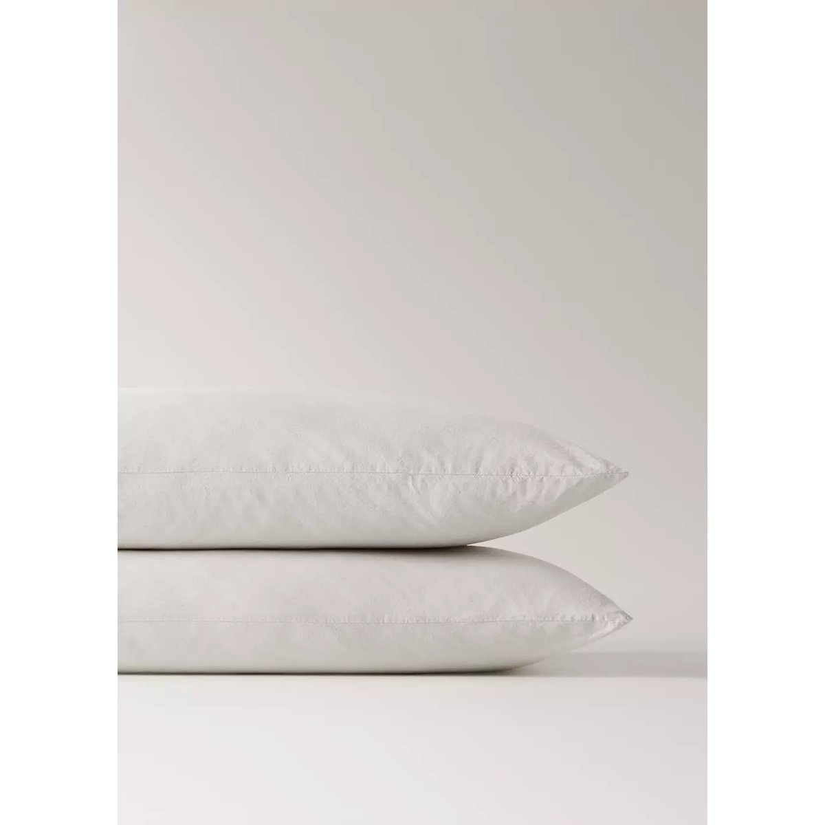 Deux taies d’oreiller coton lavé fermeture à nœuds 50x75 cm sable, MANGO HOME