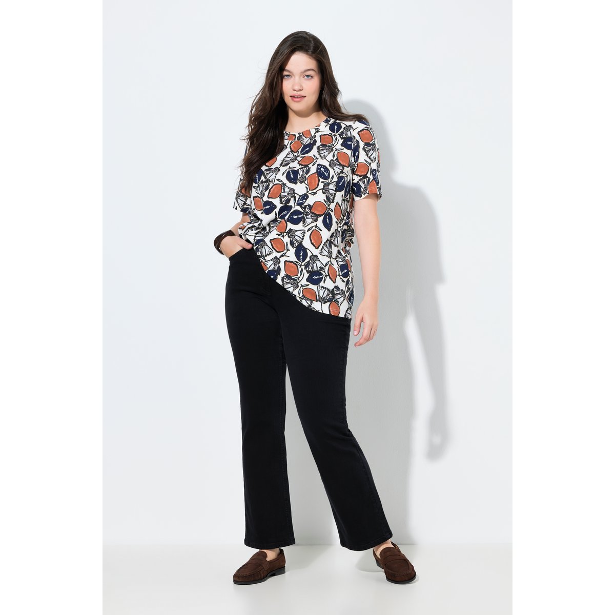 Jean Bootcut Marie en coton bio noir, ULLA POPKEN