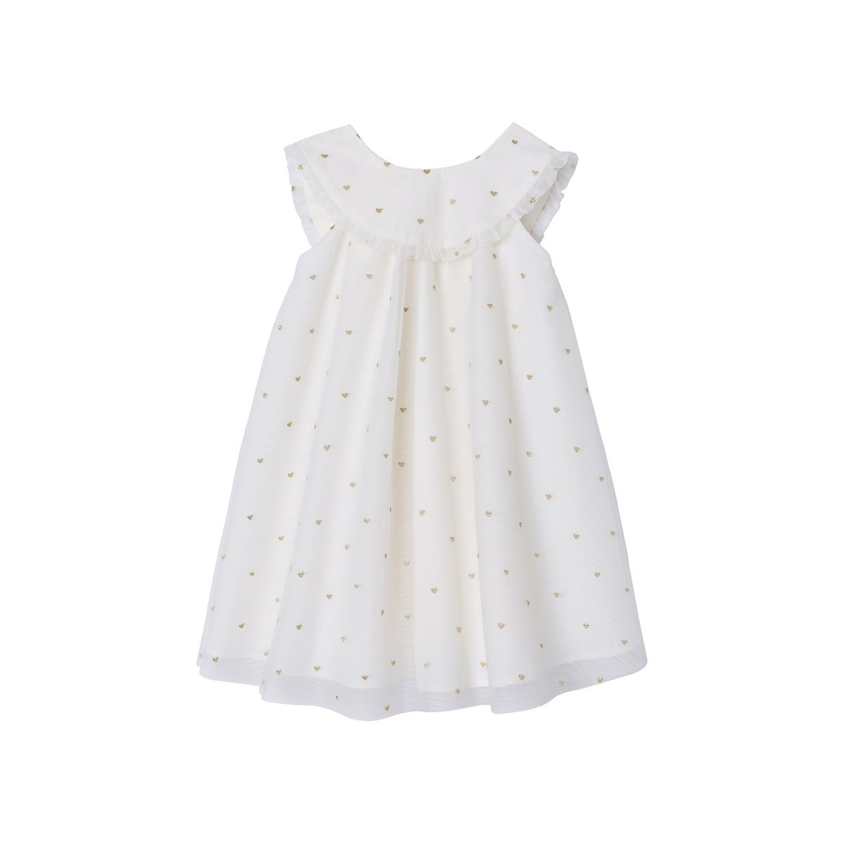 Robe évasée tulle brodée blanc, VERTBAUDET
